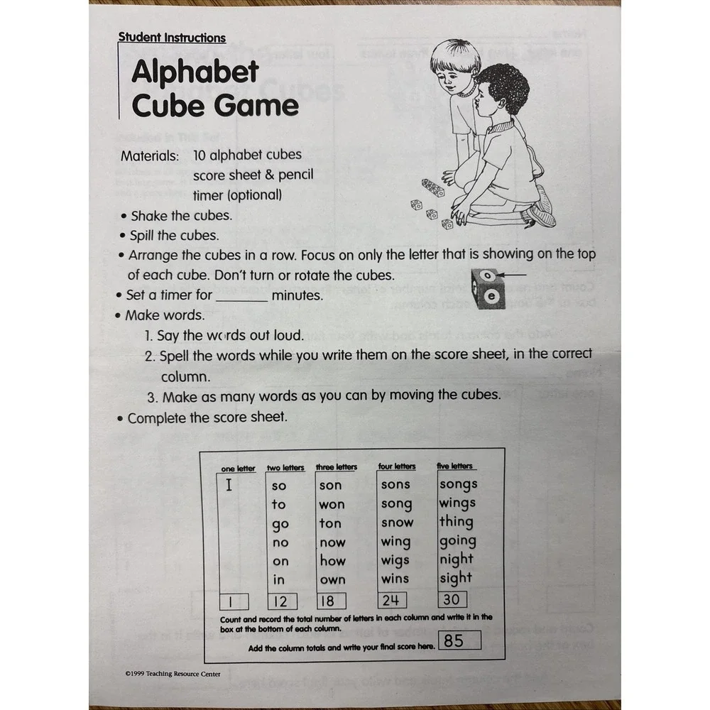 Alphabet Cube Game Education Teaching Phonics